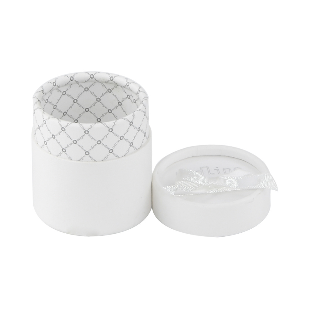 Emballage de boîtes de tube en papier blanc mat pour bijoux et bracelet avec nœud en soie