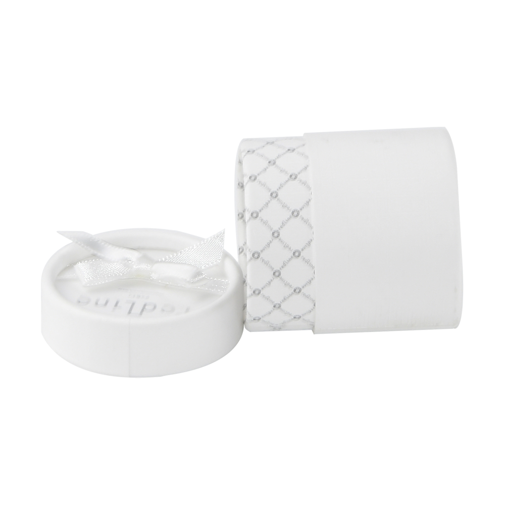  Embalagem de caixas de tubo de papel branco Matt para joias e pulseira com laço de seda  