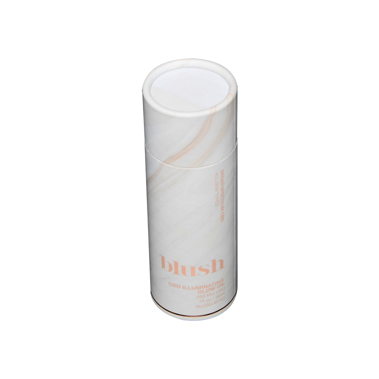 Tubos de papel de caja de empaquetado cilíndrico de cartón blanco mate para aceite de brillo de 30 ml CBD  