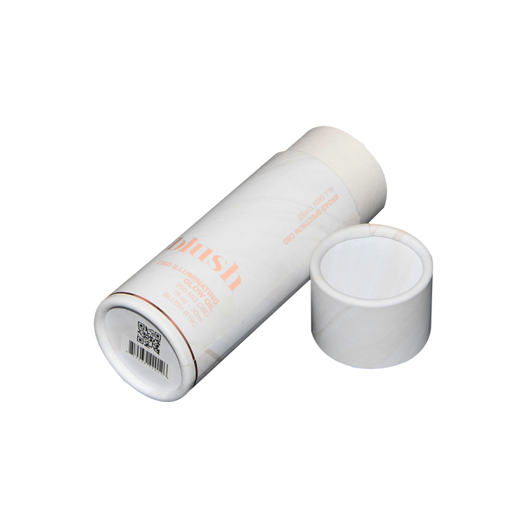 Tubi di carta per scatola d'imballaggio cilindrici in cartone bianco opaco per olio bagliore CBD da 30 ml  