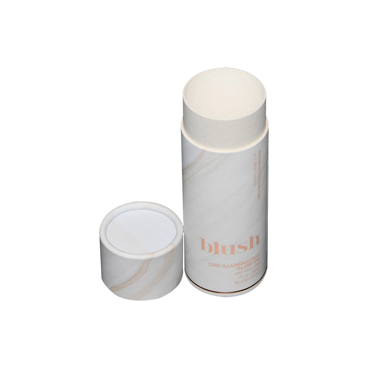 Матовая белая картонная цилиндрическая упаковочная коробка бумажные тубы для 30 мл масла CBD Glow