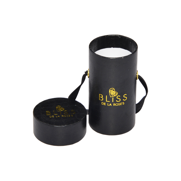 Luxuriöse schwarze PU-Leder-Krokodilhaut-Papierröhrenboxen für Einzelrosenverpackungen  