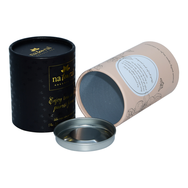  Aluminum Foil Tea Paper Tube Packaging Cardboard Cylinder Container with Metal Lid  