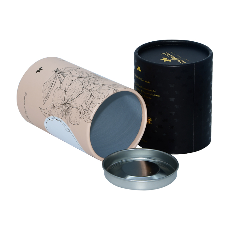 Contenitore cilindrico d'imballaggio del cartone del tubo della carta del tè del foglio di alluminio con il coperchio del metallo