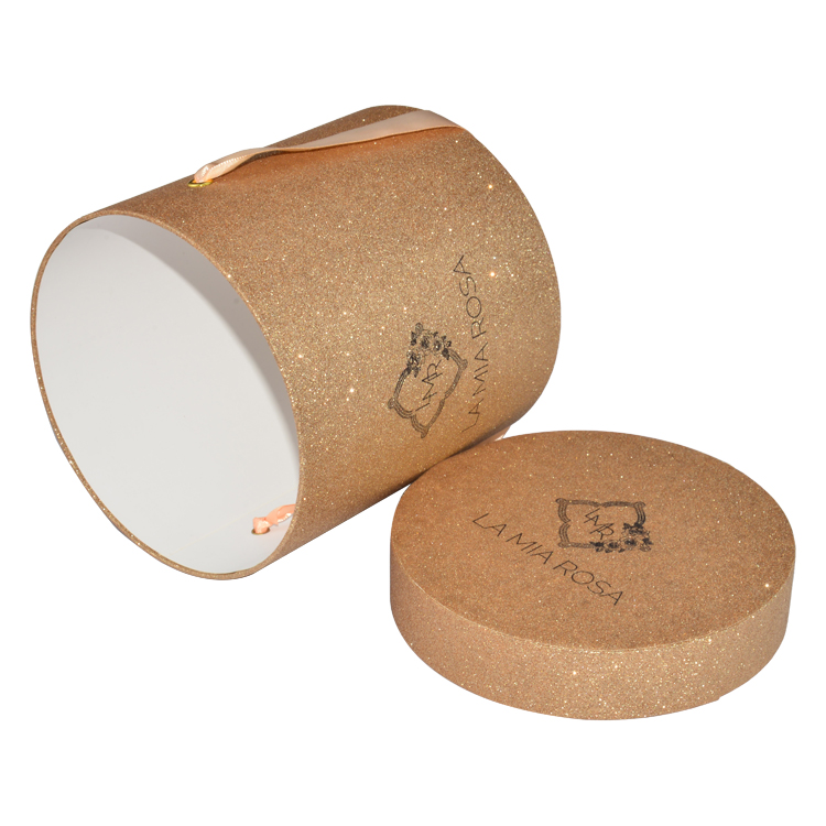  Boîte ronde de luxe de papier de paillettes d'or pour la boîte de tube de carton de paillettes d'emballage de rose  