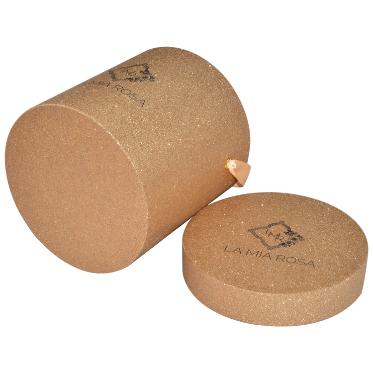 Luxury Gold Glitter Paper Round Box for Rose Packaging Glitter Cardboard Tube Box  