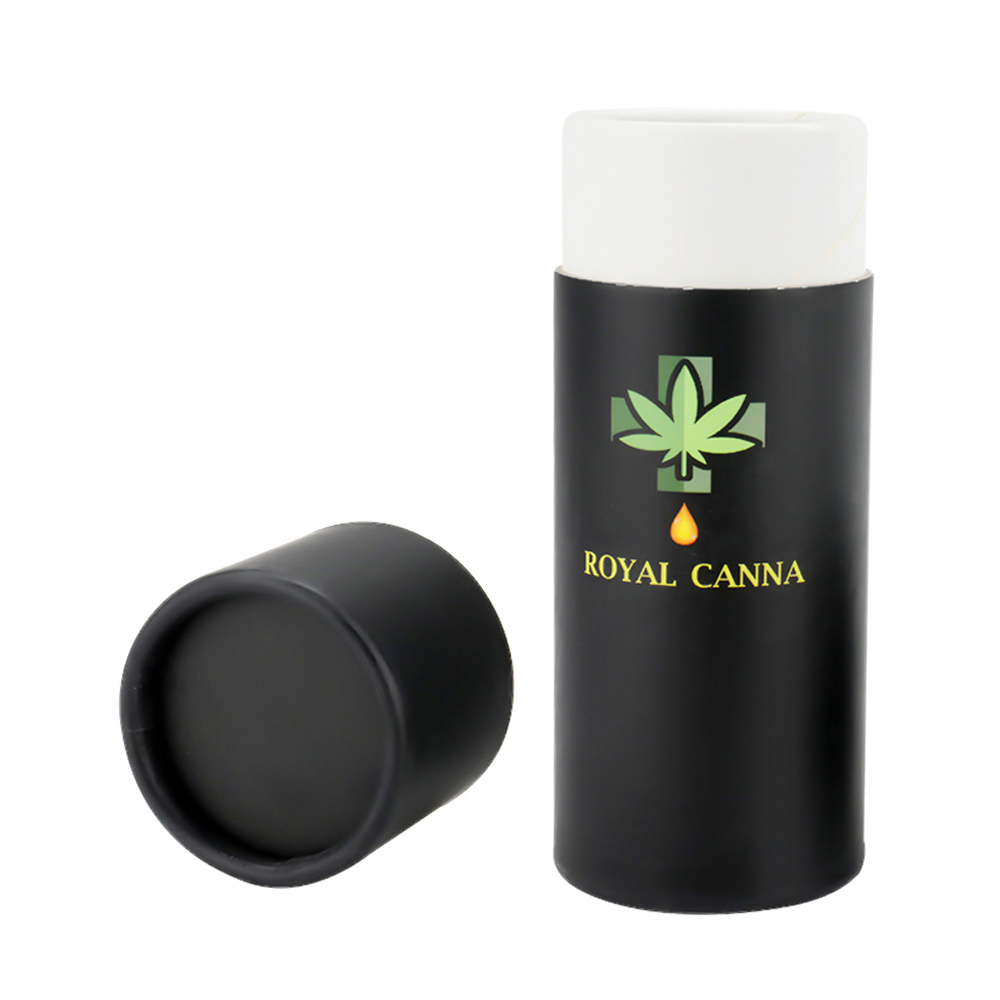 Botellas de aceite de CBD personalizadas Tubos de papel que empaquetan cajas negras de tubos de papel de aceite de cannabis  