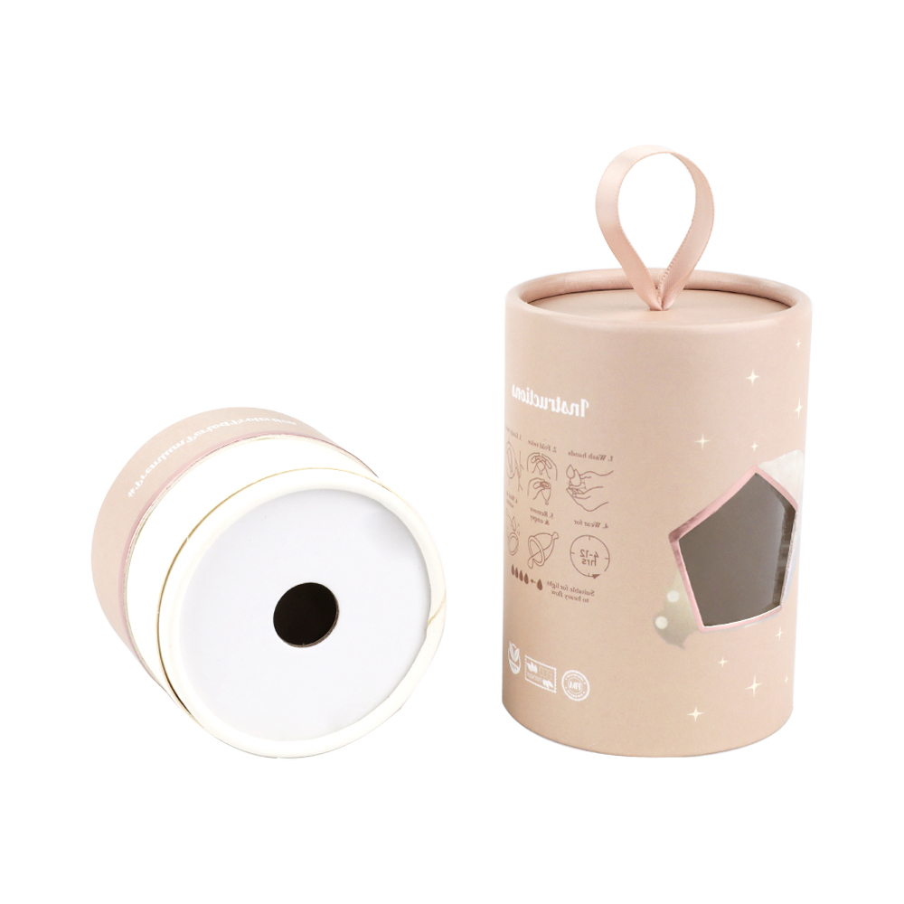 Rosa runde Papierrohr-Zylinder-Verpackungsbox für Menstruationstasse mit klarem Fenster  