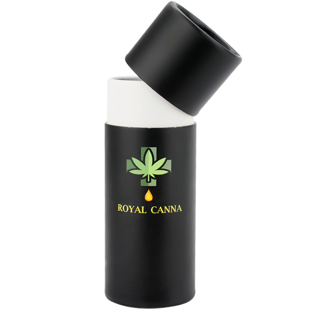 Garrafas de óleo CBD personalizadas Tubos de papel Embalagem Caixas de tubo de papel de óleo de cannabis preto