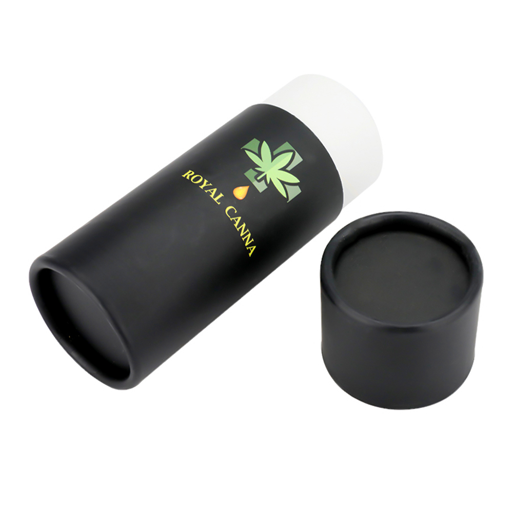 Пользовательские бумажные трубки для бутылок с маслом CBD, упаковывающие черные бумажные коробки для трубок с маслом каннабиса  