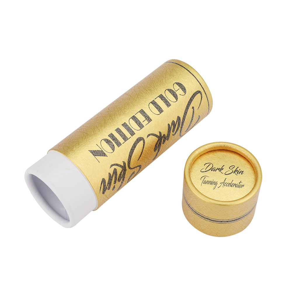  Confezione in tubo di carta dorata, scatola cilindrica in cartone dorato per gocce abbronzanti da 30 ml  