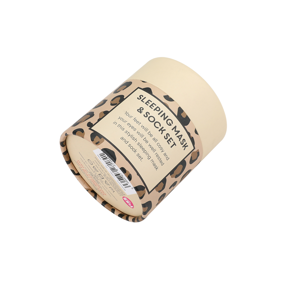  Caixa de embalagem de tubo de papel leopardo por atacado Caixa de cilindro de papel para máscara de dormir  