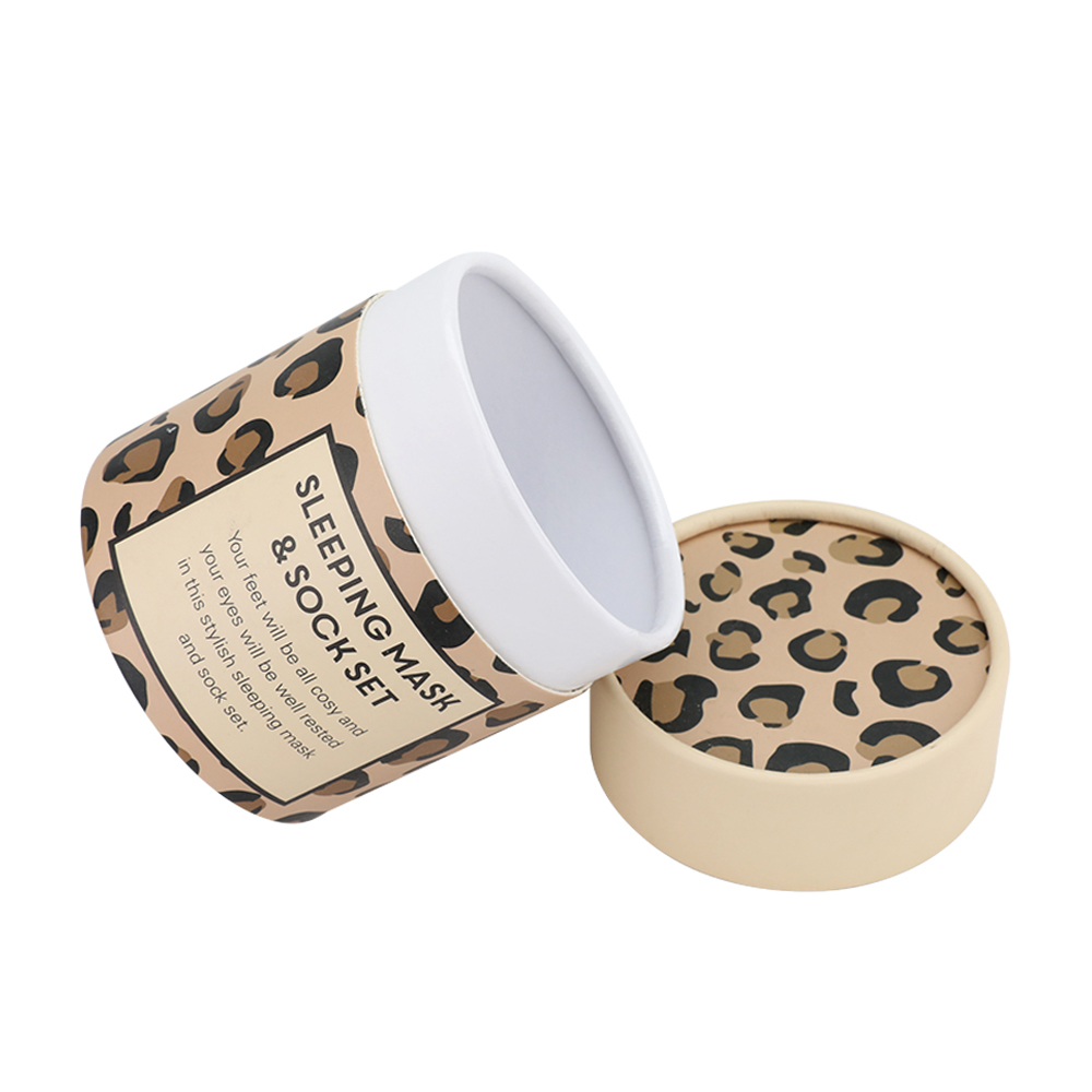  Wholesale Leopard Paper Tube Packaging Box Paper Cylinder Box for Sleeping Mask  