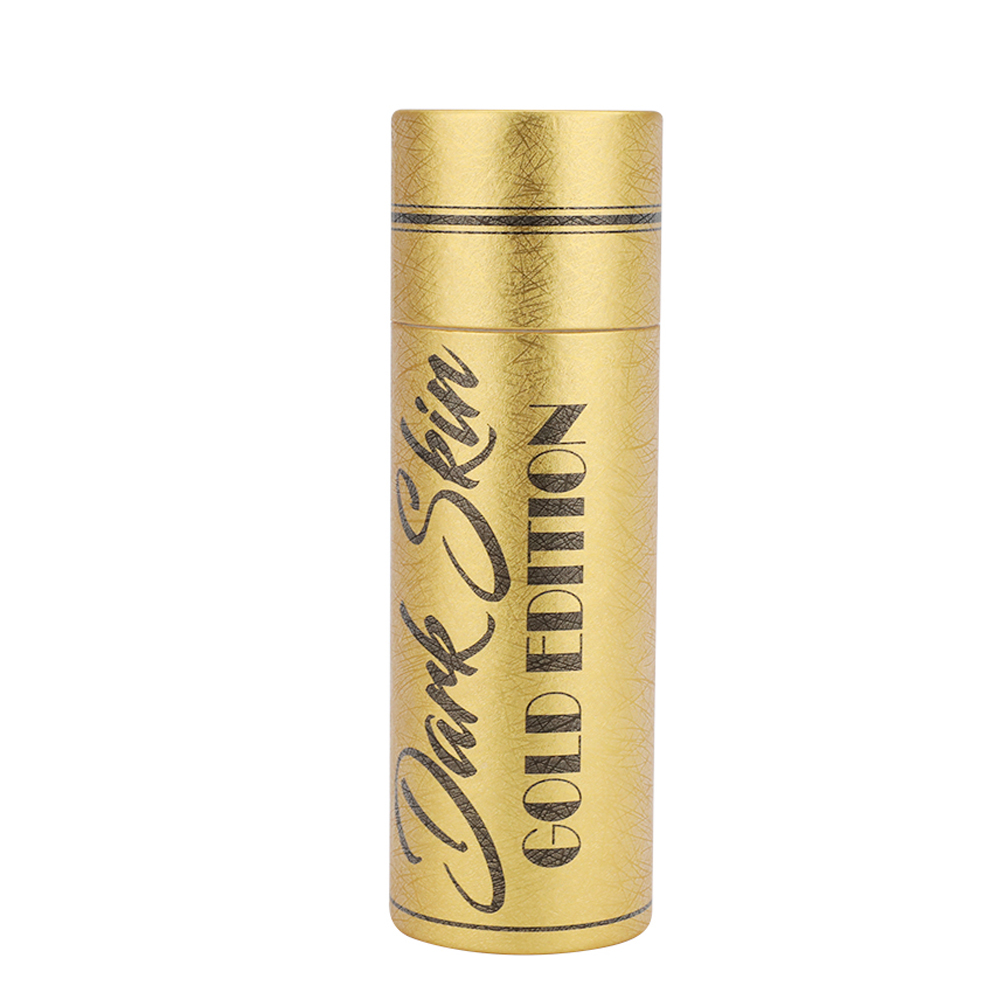 Embalaje de tubo de papel dorado, caja de cilindro de cartón dorado para gotas de bronceado de 30 ml  