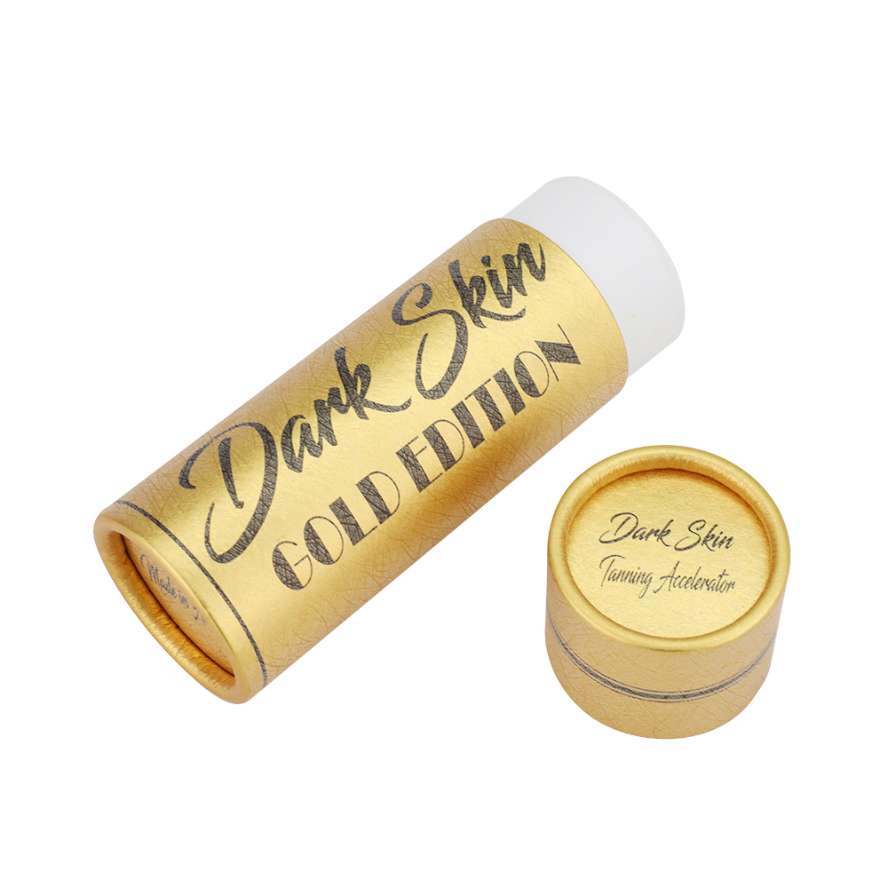  Embalagem de tubo de papel dourado, caixa de cilindro de papelão dourado para gotas de bronzeamento 30ml  