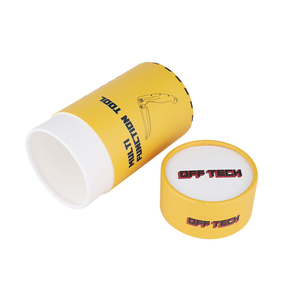 Imballaggio personalizzato del tubo di carta di colore giallo, imballaggio del tubo di cartone giallo personalizzato  
