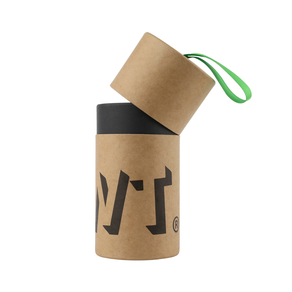 Embalaje de tubo de papel Kraft con mango de seda, cajas cilíndricas de cartón marrón natural  