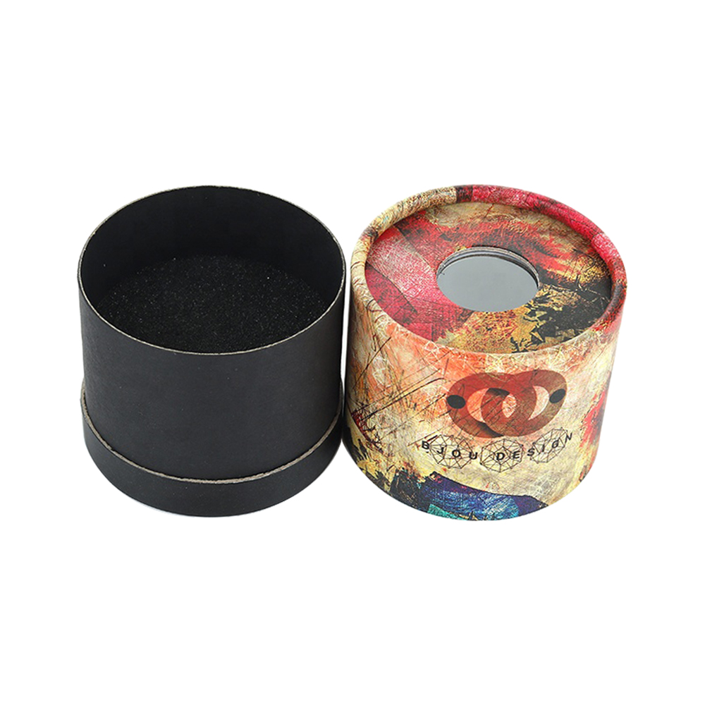 Custom Jewelry Cardboard Cylinder Container Paper Tube Packaging with Window  
