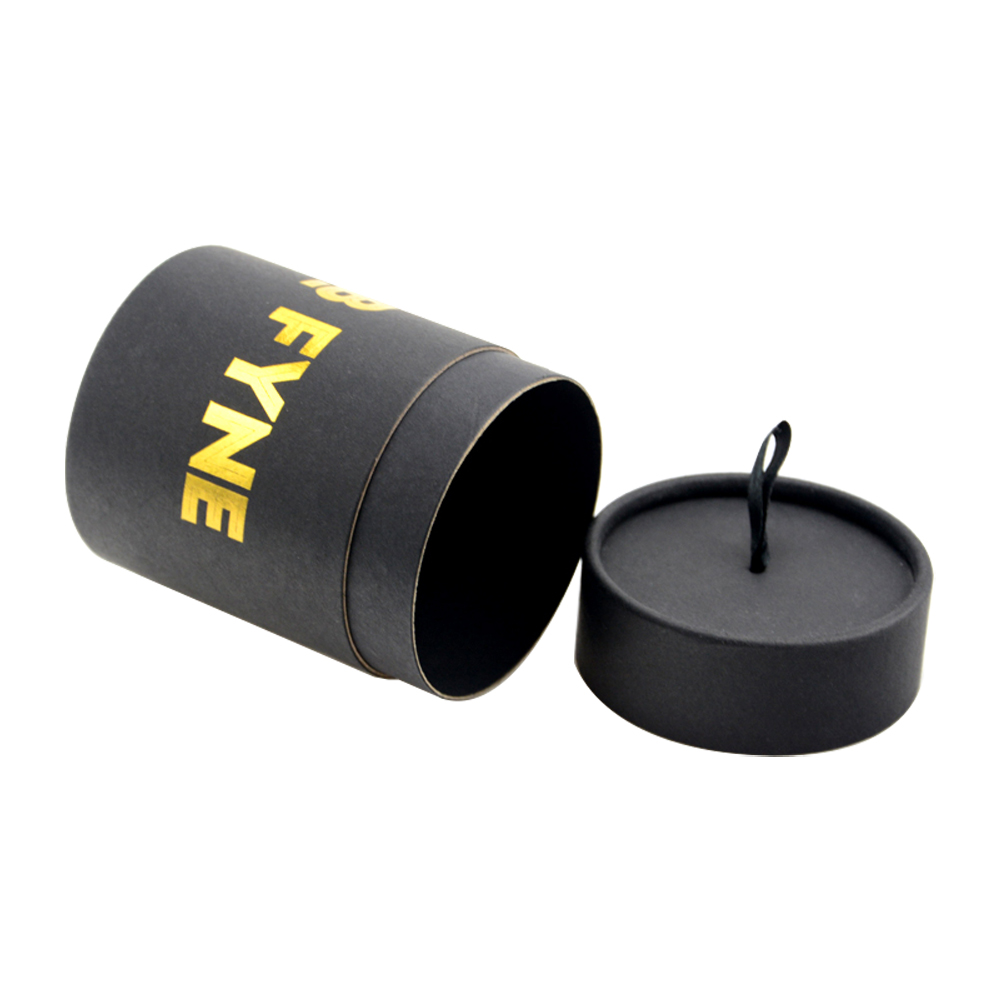 Caixa cilíndrica de papelão preta para embalagem de biquíni, embalagem de tubo de papel para maiôs  