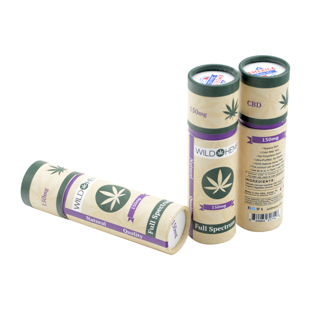 Tubo de papel Kraft reutilizable, caja cilíndrica de papel para envasado de botellas de aceite de cáñamo esencial  