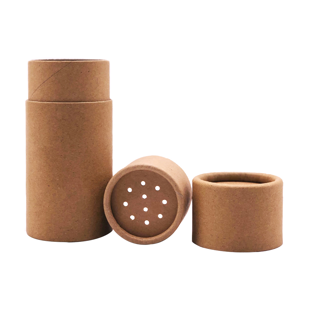 Eco Friendly Kraft Paper Cardboard Tube Box Container Salt Shaker, Spice Tube with Paper Sifter