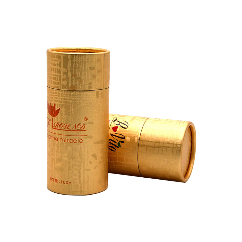 Tubos redondos de cartón de oro rosa personalizados Cajas Cilindro de papel Tubos de empaquetado de energía cosmética  
