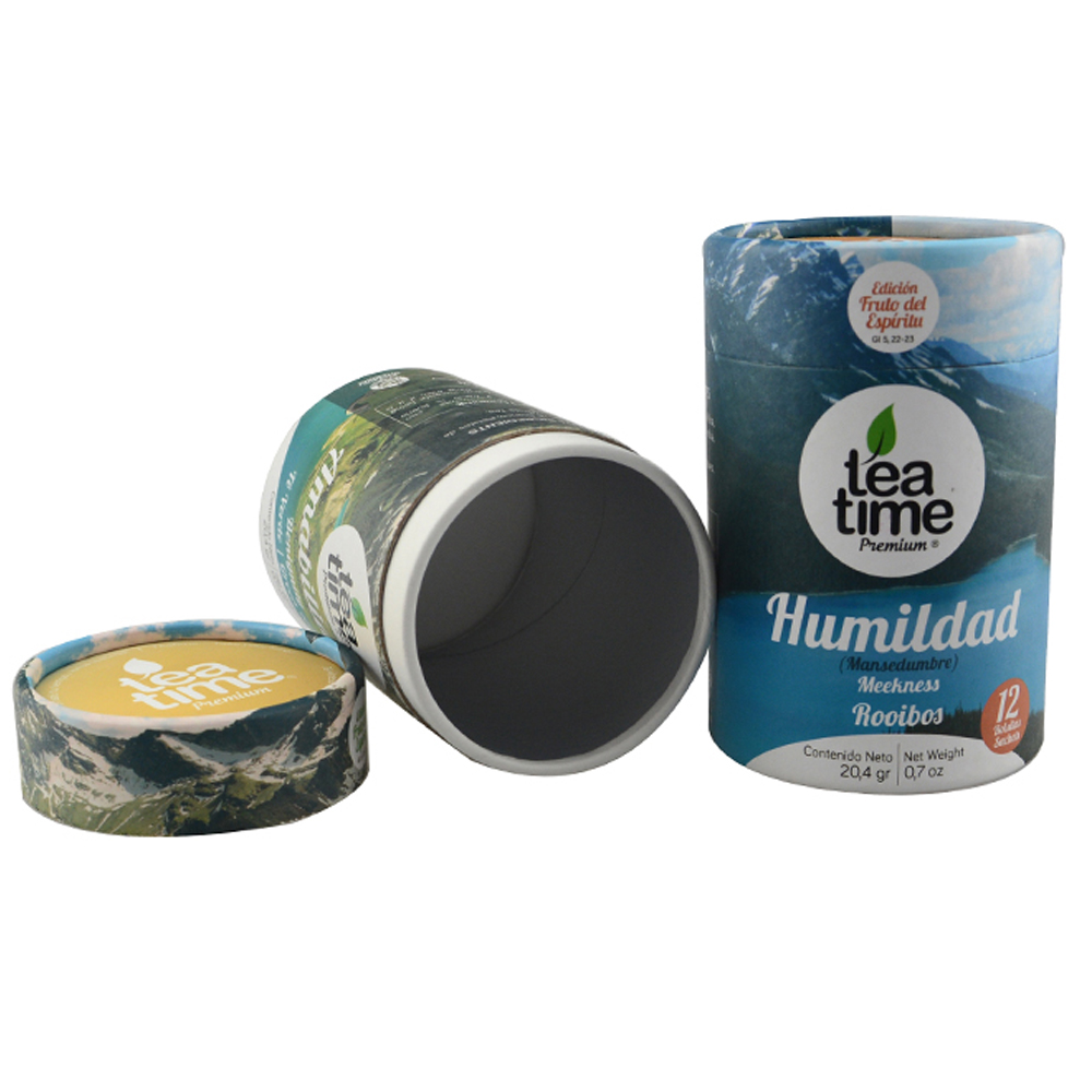 Tea Packaging Paper Cans with Aluminum Foil Lining, Rolled Edge Tea Packaging Paper Canisters