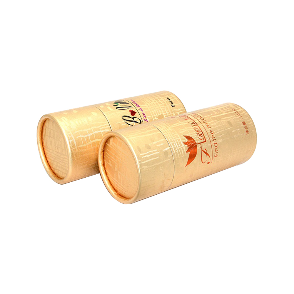 Caixas de tubo redondo de papelão ouro rosa personalizado Cilindro de papel Tubos de embalagem de energia para cosméticos  