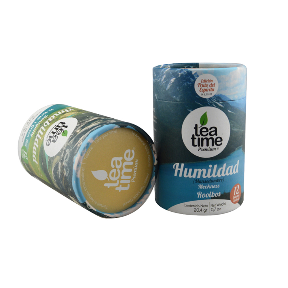 Tea Packaging Paper Cans with Aluminum Foil Lining, Rolled Edge Tea Packaging Paper Canisters  