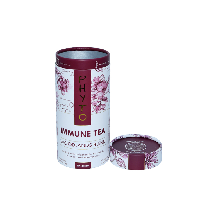 Aluminum Foil Food Grade Tea Paper Packaging Cylinder Boxes, Tea Paper Cans Packaging