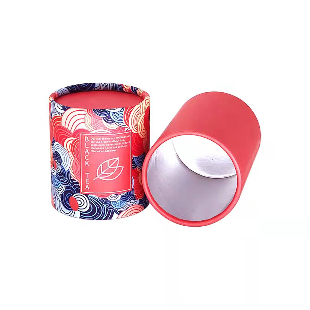  Emballage écologique de tube de papier, boîte de cylindre en carton pour le thé avec doublure en papier d'aluminium  