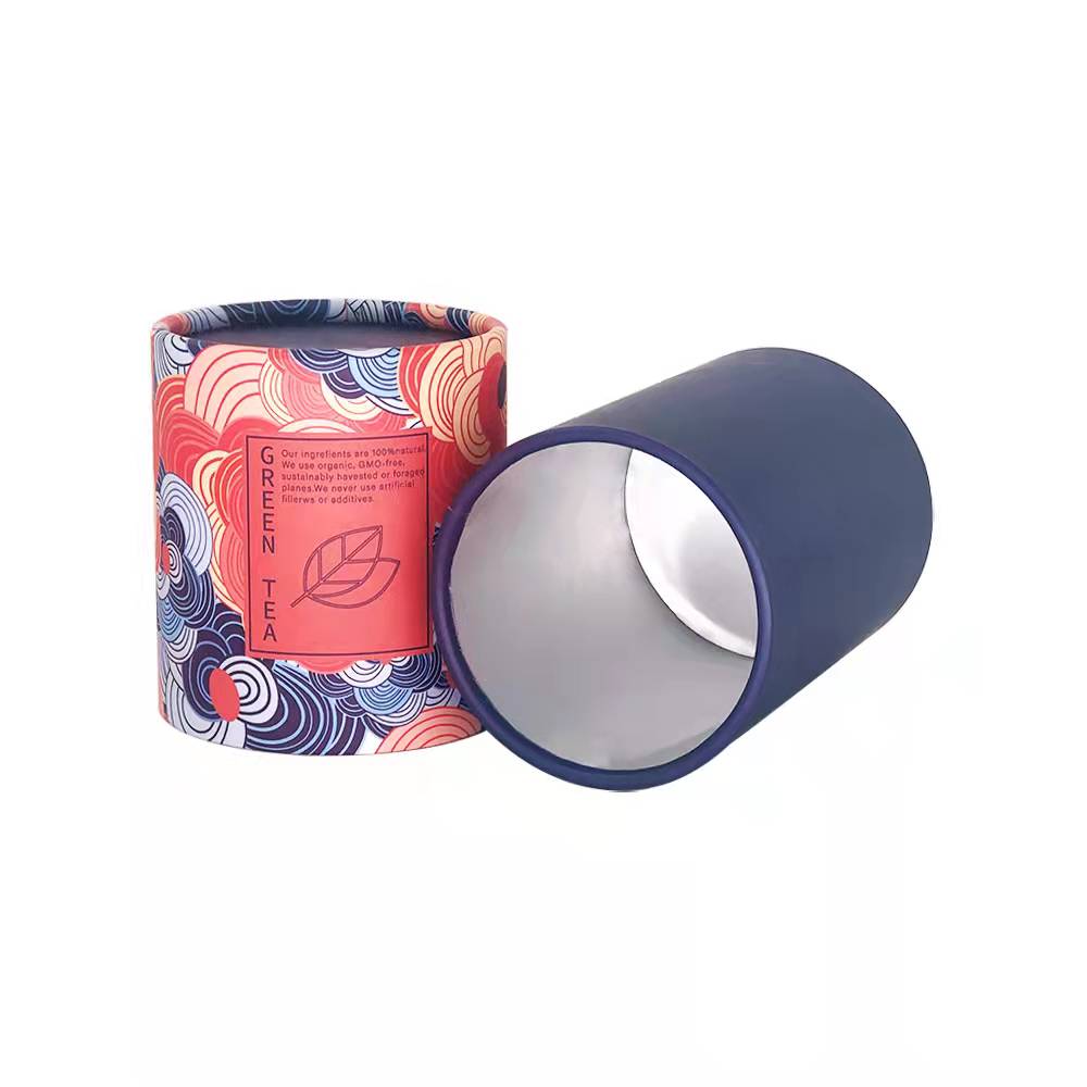 Imballaggio ecologico del tubo di carta, scatola cilindrica di cartone per tè con rivestimento in foglio di alluminio