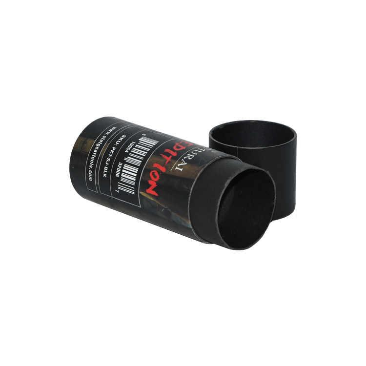 Caixa de cilindro de papelão preto, caixa redonda de tubo de papel para embalagem de faca com porta-esponja  