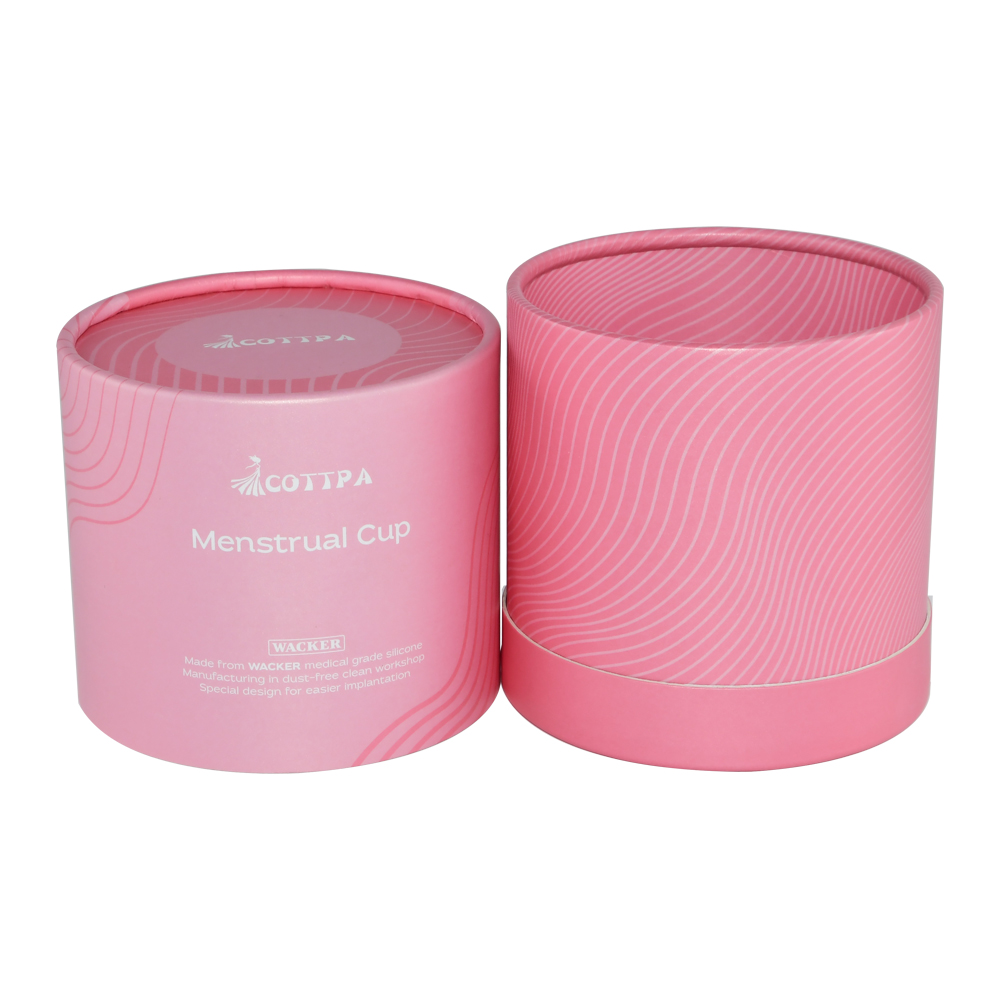  Популярная розовая цилиндрическая картонная коробка, бумажная цилиндрическая трубка для упаковки менструальной чашки  