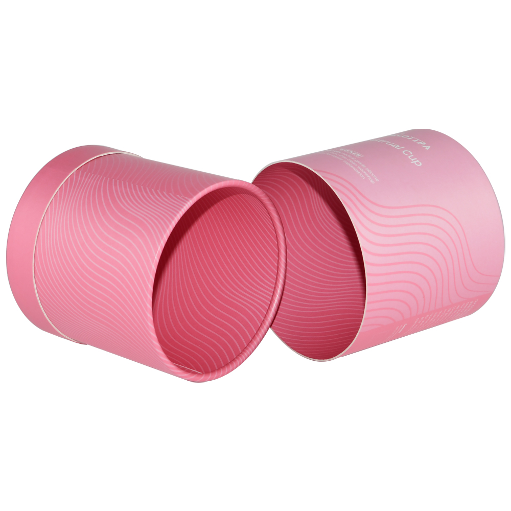 대중적인 분홍색 원통 모양 마분지 상자, 월경 컵 포장을 위한 서류상 실린더 관 상자  