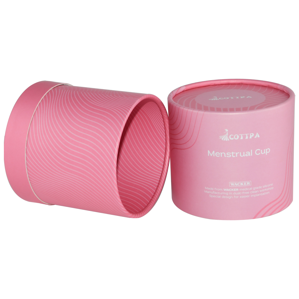  Популярная розовая цилиндрическая картонная коробка, бумажная цилиндрическая трубка для упаковки менструальной чашки  