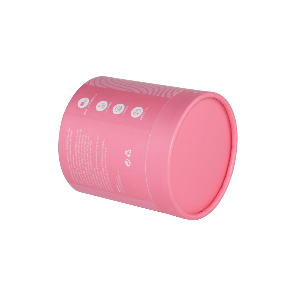  Scatola di cartone cilindrica rosa popolare, scatola di tubi cilindrici di carta per l'imballaggio di coppette mestruali  