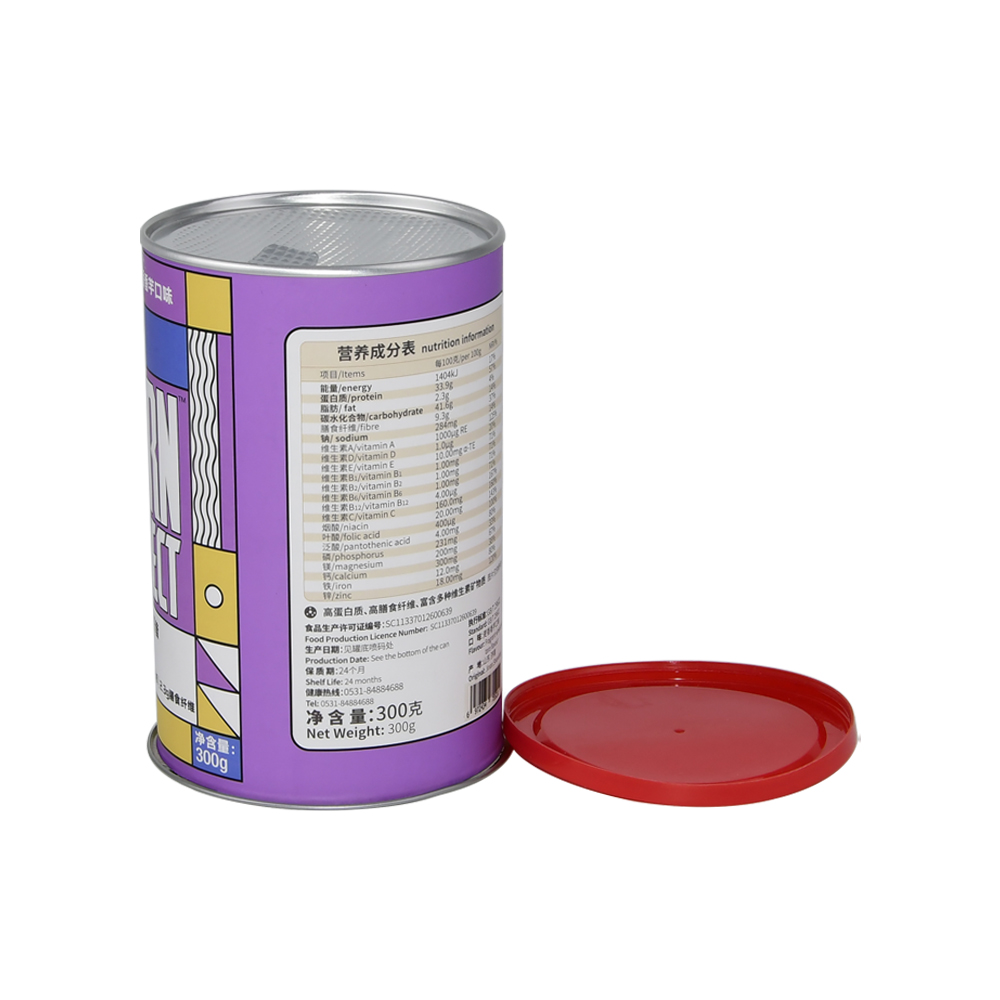 食事代替粉末包装用のピールオフ蓋アルミホイルライニング紙缶