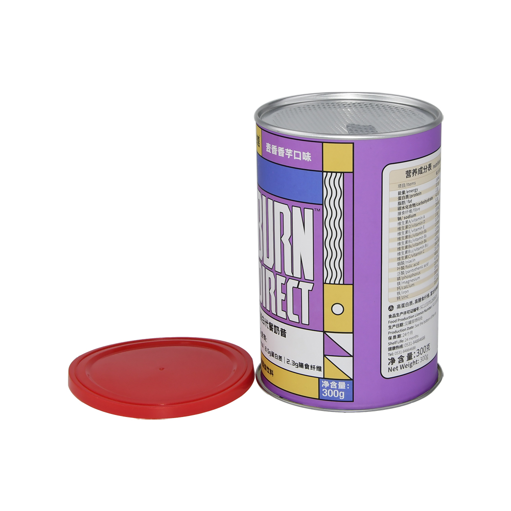 食事代替粉末包装用のピールオフ蓋アルミホイルライニング紙缶  