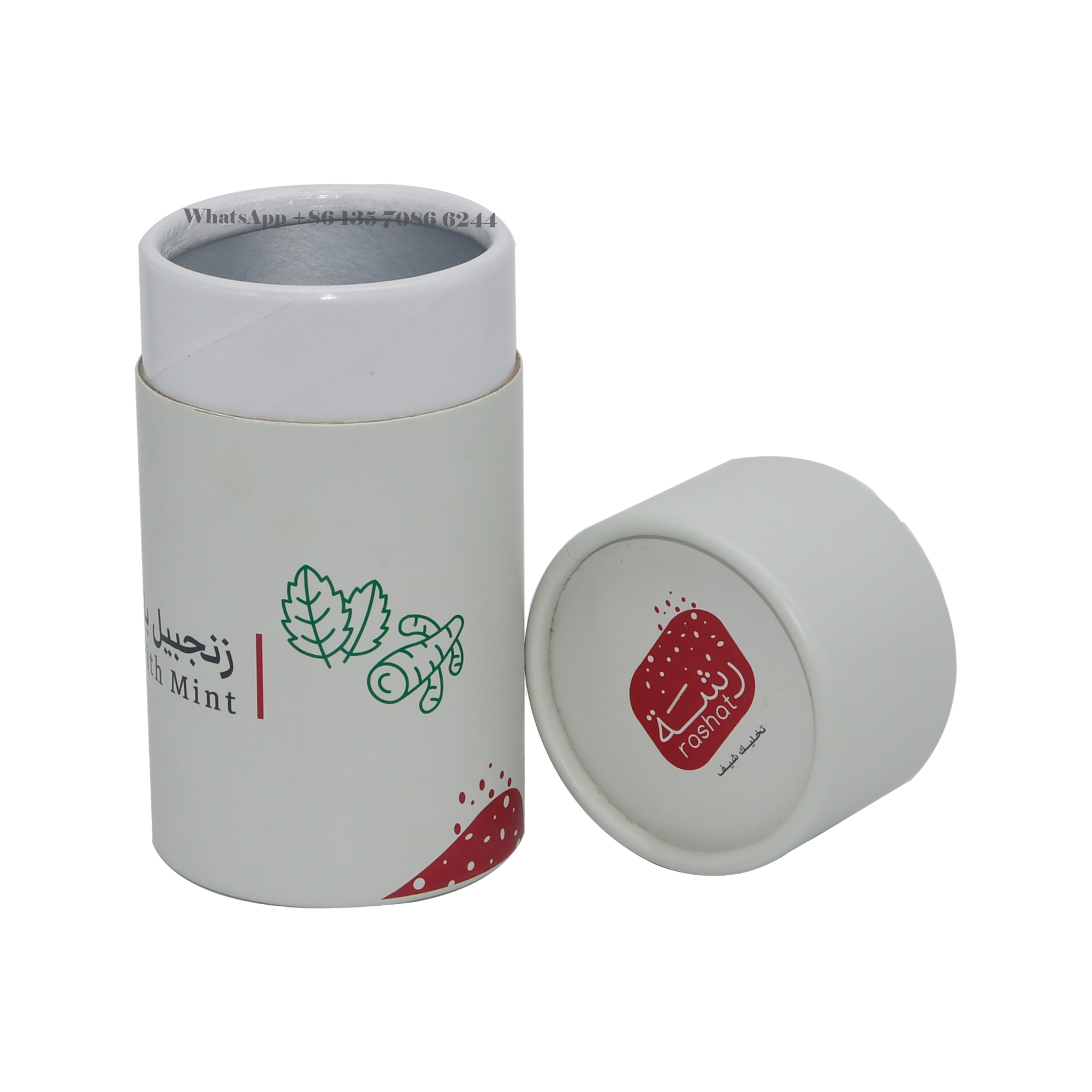  Caja de tubo de papel sellado sostenible con lámina de aluminio para envasado de té de jengibre  