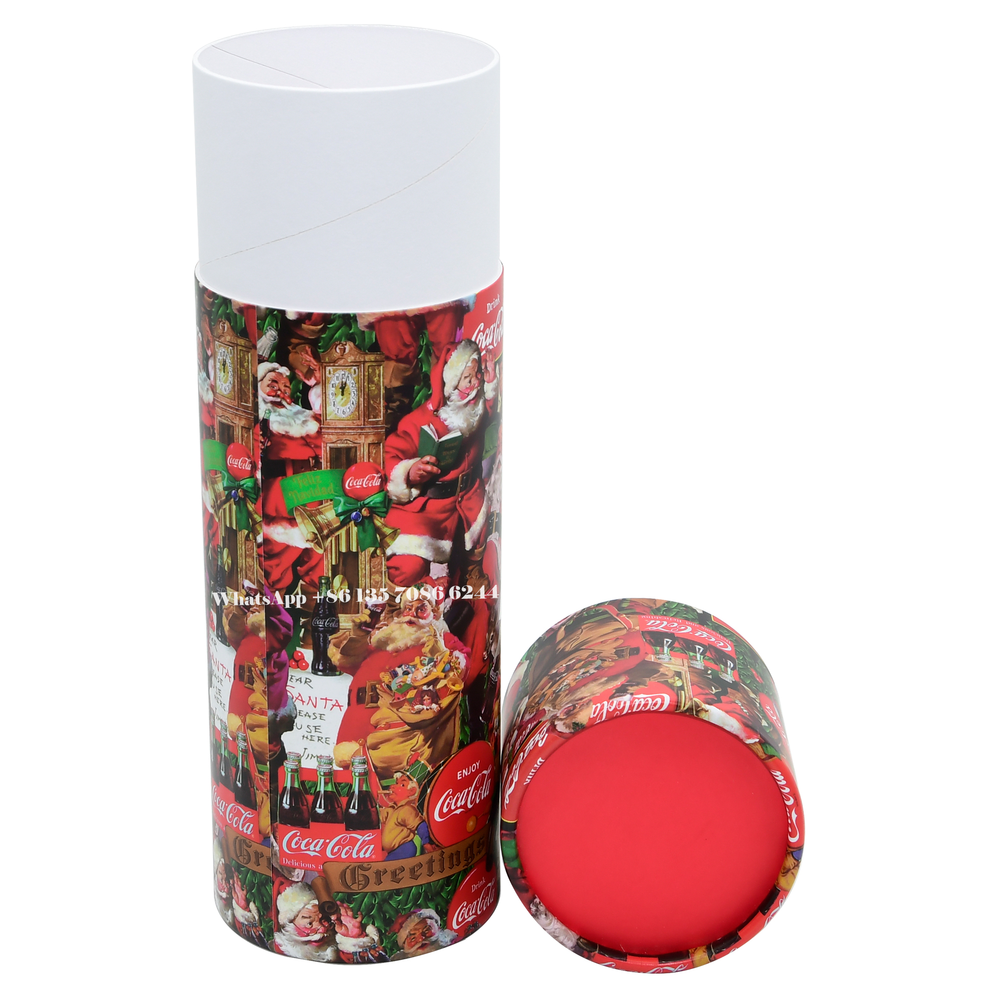 Caixa de embalagem em tubo de papel Coca-Cola Edição Festiva de Natal
