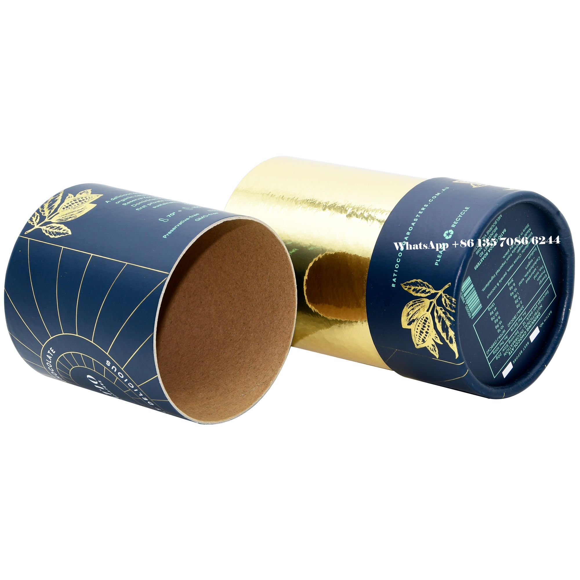  Caja de tubo de papel a prueba de humedad para cacao en polvo y chocolate  