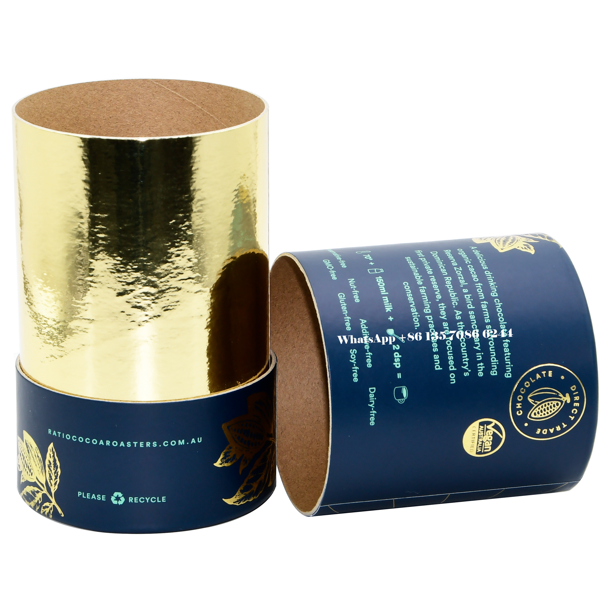  Scatola cilindrica in carta antiumidità per cacao in polvere al cioccolato  