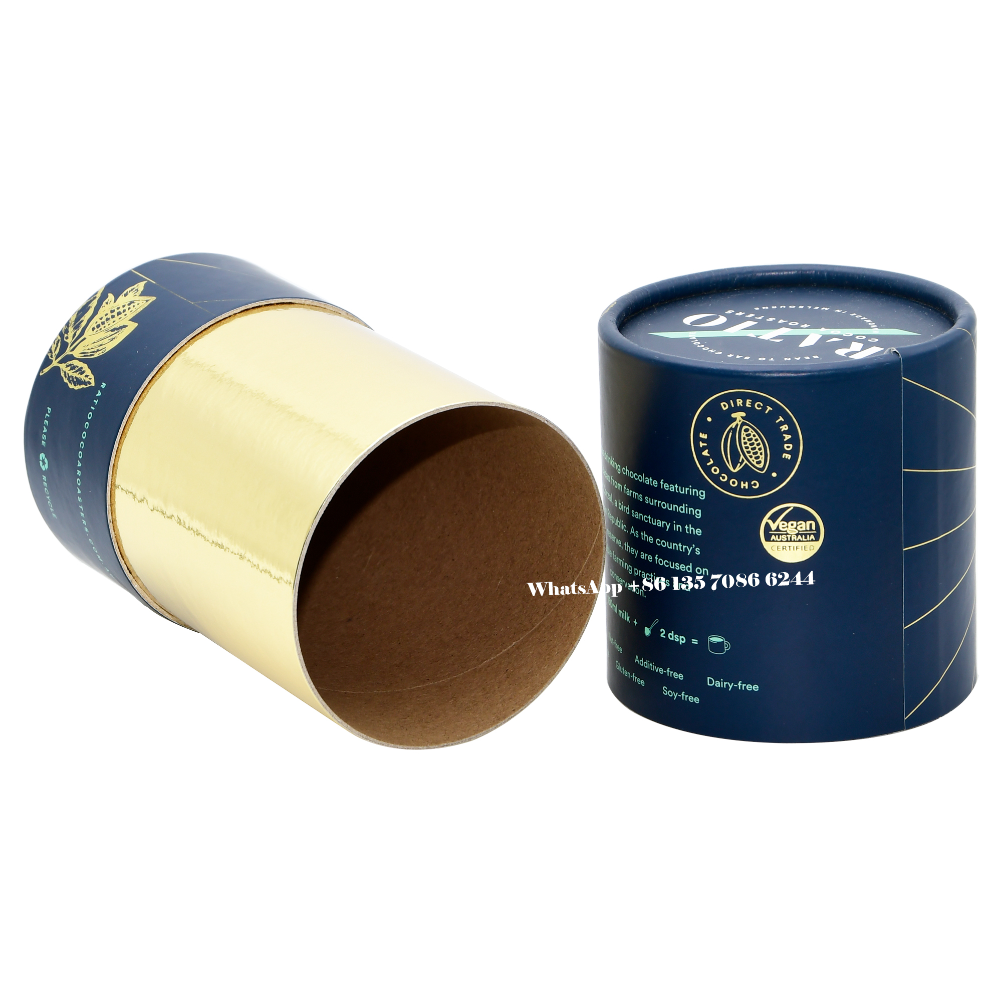  Moisture-Proof Chocolate Cocoa Powder Paper Cylinder Tube Box  