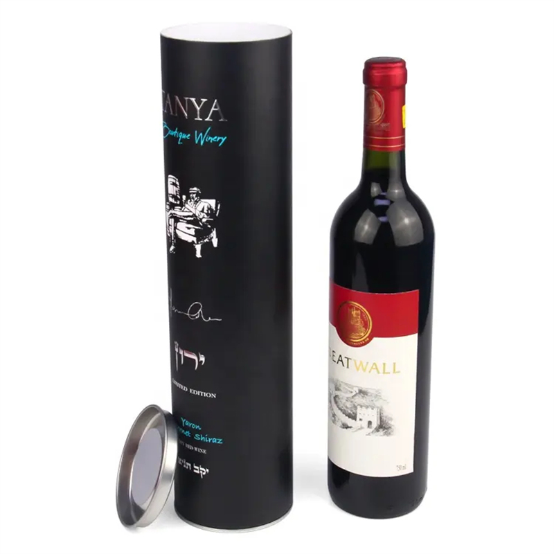 Emballage de tube de bouteille de vin et de whisky avec couvercle métallique imprimé personnalisé  