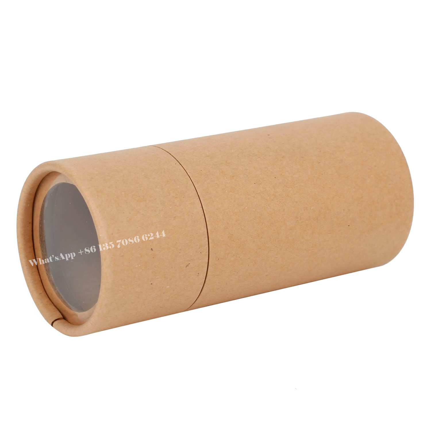 Crafted Kraft Paper Tube Box Packaging with Clear Window  