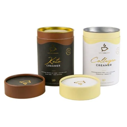 Airtight Aluminum Foil Coffee Powder Collagen Creamer Paper Tube Boxes with Metal Plate Airtight Aluminum Foil Coffee Powder Collagen Creamer Paper Tube Boxes with Metal Plate
