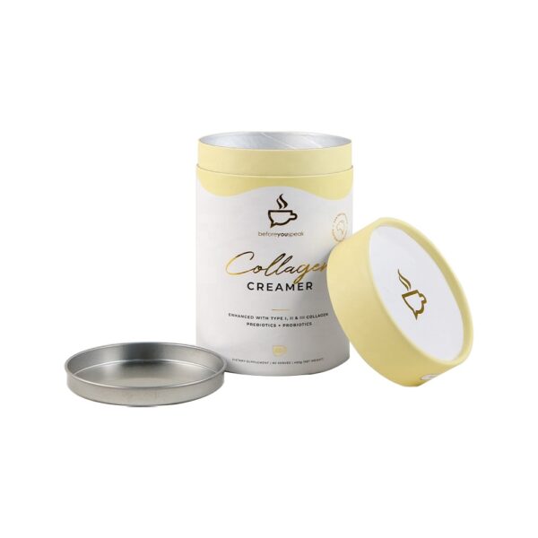 Airtight Aluminum Foil Coffee Powder Collagen Creamer Paper Tube Boxes with Metal Plate