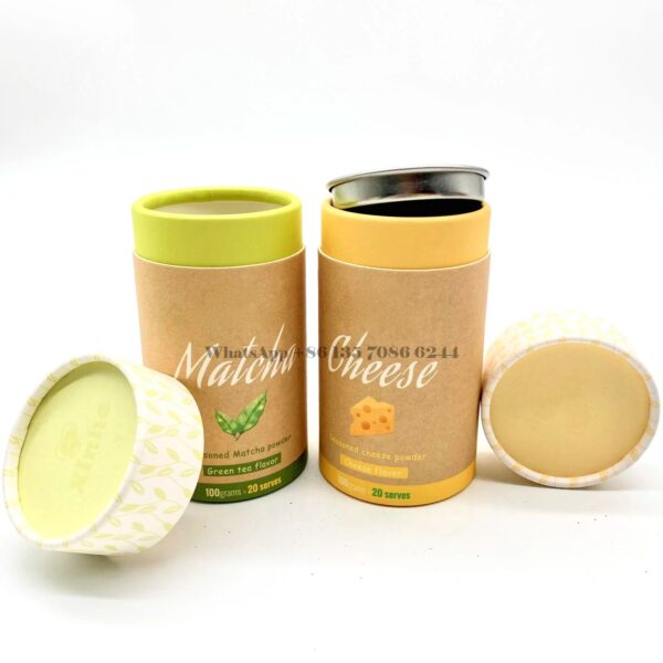 Airtight Food Grade Metal Lid Paper Tea Tube Packaging Box