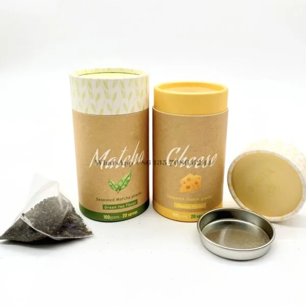 Luftdichte Lebensmittelqualität Metalldeckel Papier Tee Tube Verpackung Box
